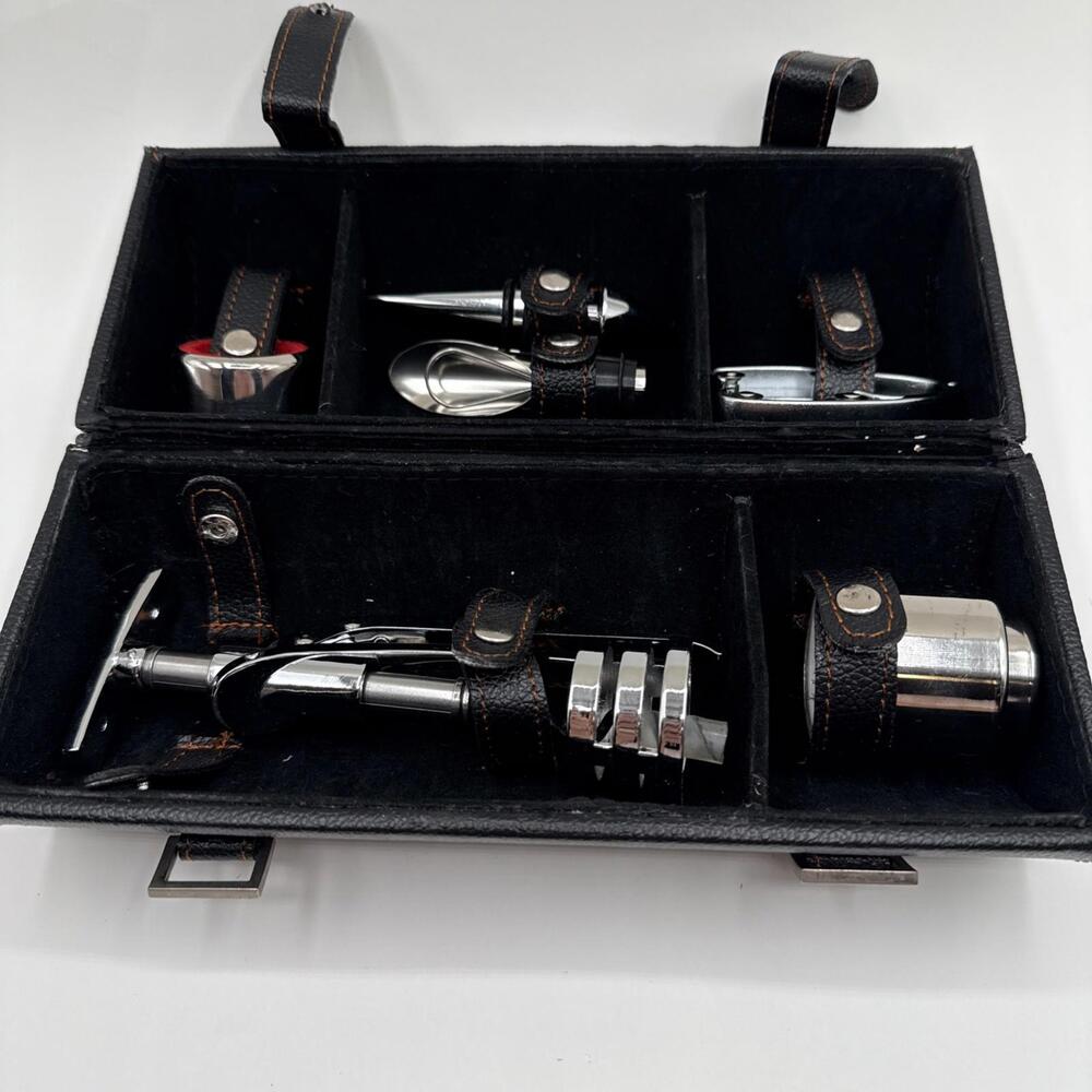 Vtg Ferrari Club Of America Leather Bag Bar Tool Set